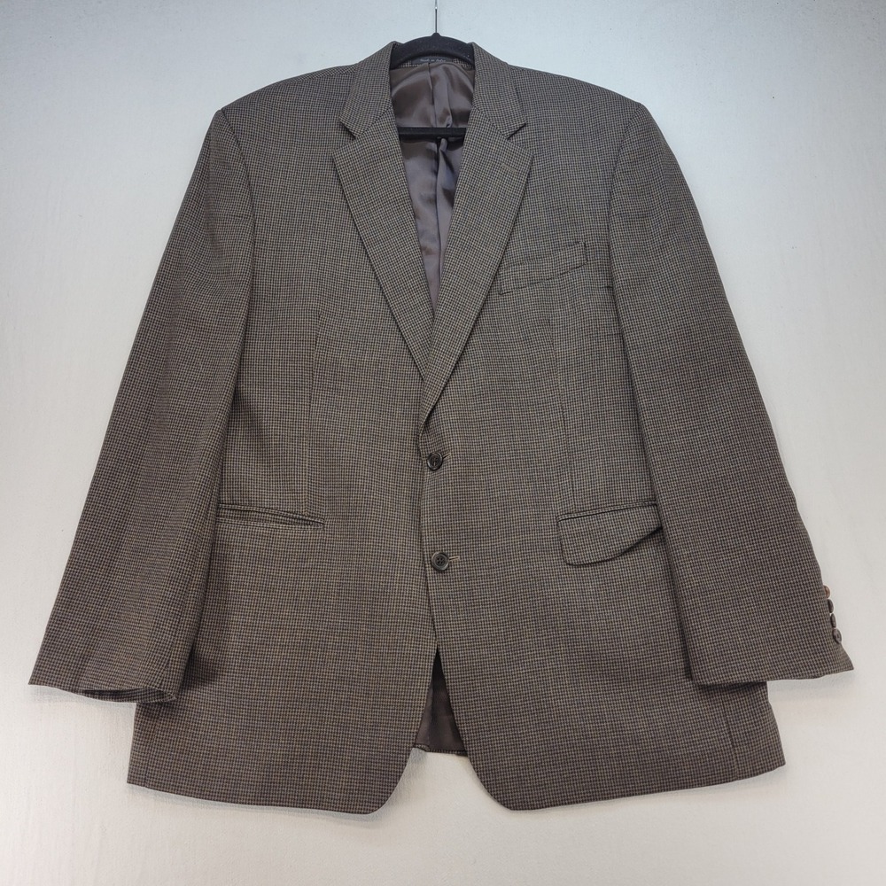 Lauren Ralph Lauren Blazer Mens 46L Brown Houndstooth Wool Sport Coat